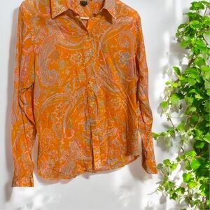 L3 Lauren Ralph Lauren Orange Casual Button Down Shirt